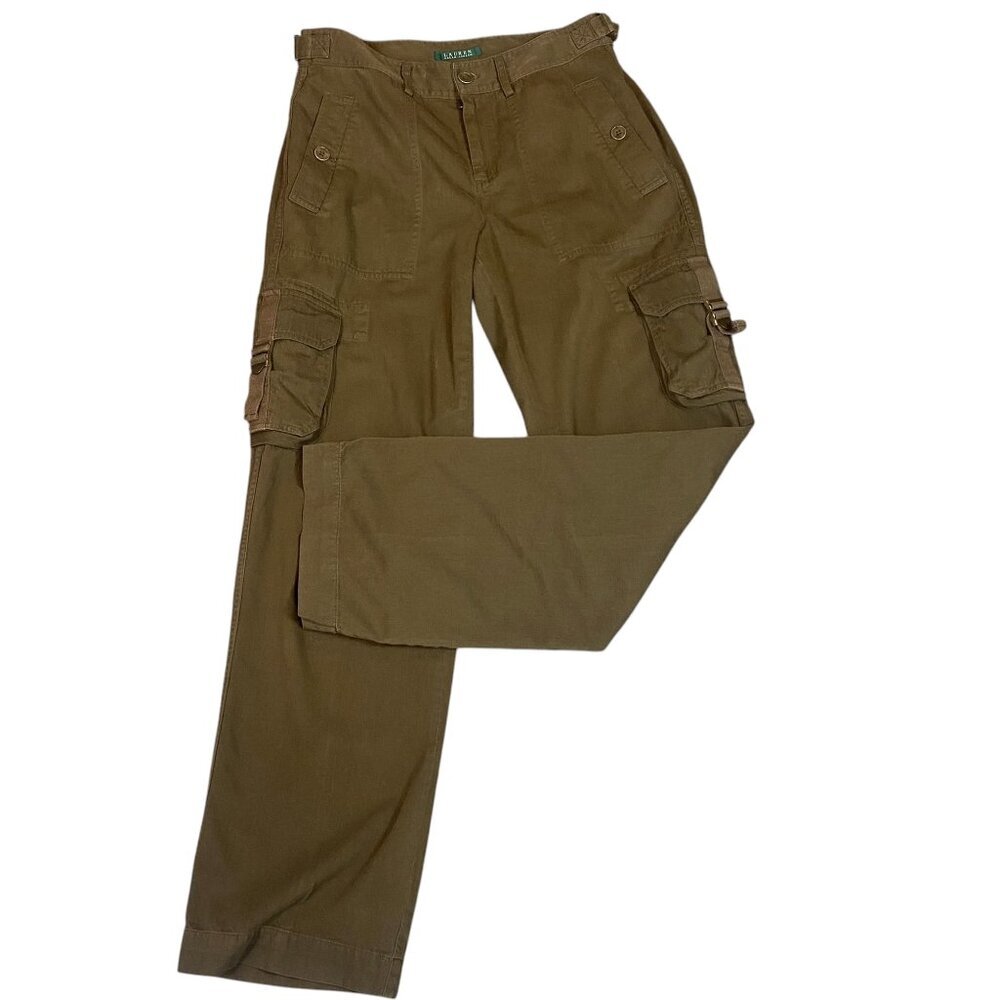 VTG ‎ Lauren Ralph Lauren Utility Cargo Pants Sz 4 Olive Green #169M - Picture 4 of 11